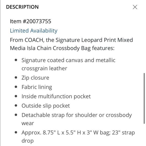 Coach Leopard F35083 Isla Chain Crossbody Signature - Picture 7 of 16